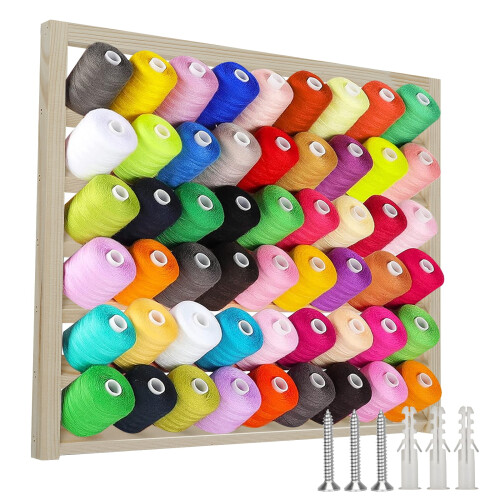 Wooden Thread Holder Rack Wall-Mounted 48 Spool 2