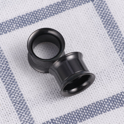 Stainless Steel Ear Tunnels 2PCS Black 12mm 1