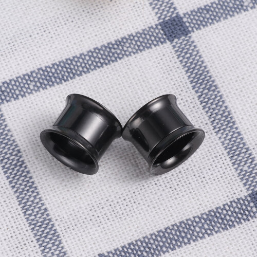 Stainless Steel Ear Tunnels 2PCS Black 12mm 2