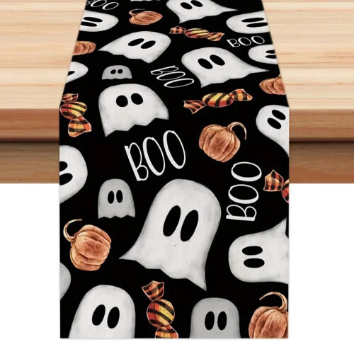 Pink Ghost Pumpkin Table Runner Halloween Decor 72x14 in 1