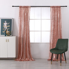 Pink sequin curtain solid color 2-panel set