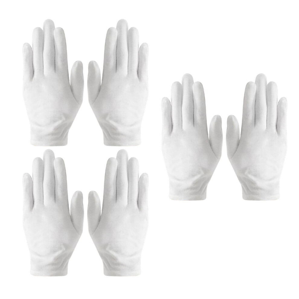 White Cotton Gloves For Work And Inspection 6 Pairs 946140826448