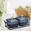 Divided Serving Platter with Lids Black 2 Bowls 7