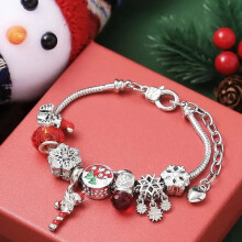 Snöflinga- och julgranarmband med berlocker - Glittrande strass, justerbart, perfekt för högtidsfester, presenter, vintermode