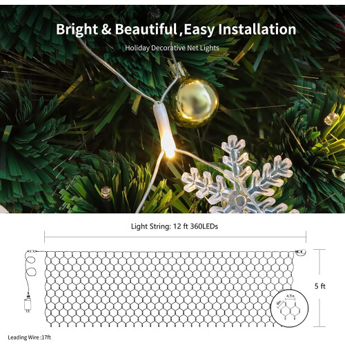 MAMOWEAR LED Christmas net light 5 ft 1