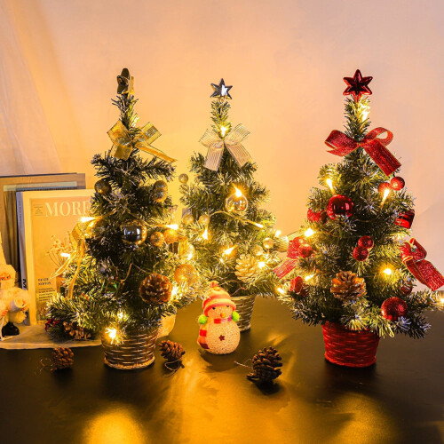 Mini Christmas tree with LED lights 17.7 inch gold 1