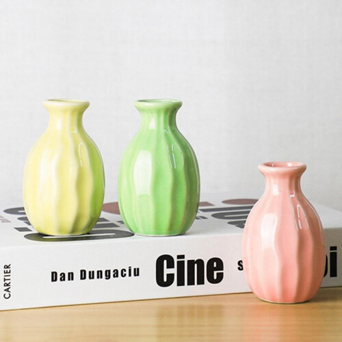 Solid Color Pottery Flower Vase for Home Office Desktop 2
