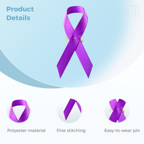 Purple Awareness Ribbon Pins Lapel 100PCS 2