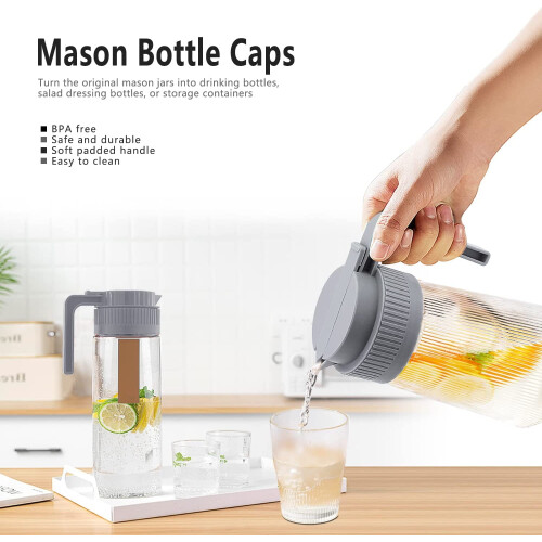 Mason jar flip cap lid with handle and pour spout 2 pack 1