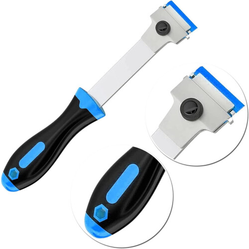 Glass Scraper with Long Handle, 2-Piece Set with 10 Metal 2