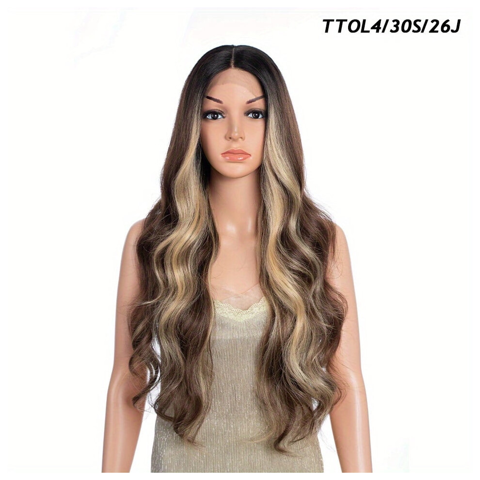 Black Synthetic Lace Front Wig 26 Inch Long Wavy Body Wave