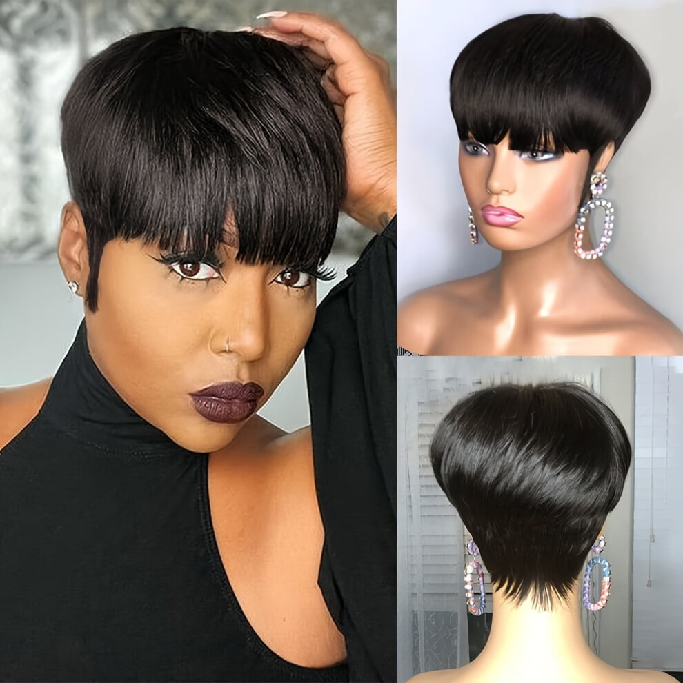 Short Bob Pixie Wig Straight Brazilian Remy Hair