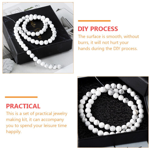 White Turquoise Beads Round Loose Charms 40pcs 1