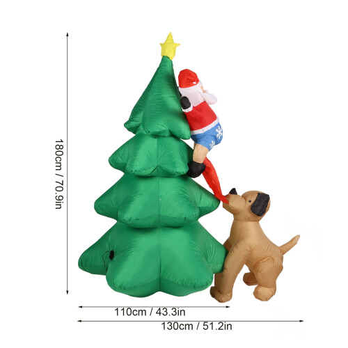 Inflatable Lighted Christmas Tree with Santa and Dog 6ft 1
