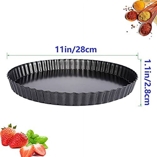 Non-Stick Tart Pan with Removable Bottom 11 Inch 2