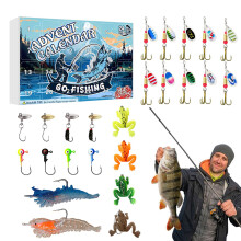 Calendrier de l'Avent 2024 : Coffret de leurres de pêche, idéal pour les passionnés de pêche. 24 jours de surprises et d'appâts à offrir à