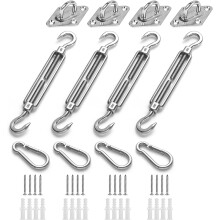 Kit de fixation pour auvent M6, kit de quincaillerie robuste en acier inoxydable pour voile d'ombrage, compatible avec les fixations triangulaires,