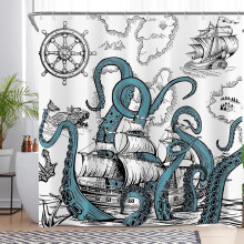 Waterproof Shower Curtain for the Bathroom Kraken Octopus 180x180 cm — shower curtain 180x180