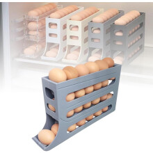 Egg Holder for Fridge 4-Tier Stackable Tray Gray