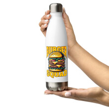 Stainless Steel Water Bottle Burger Lover Theme White