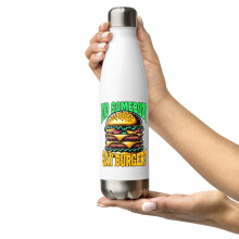 Burger-themed stainless steel water bottle white