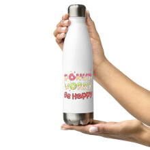 Donut Pun Stainless Steel Water Bottle White