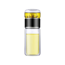 Glass Tea Infuser Bottle Double-Layered 350ml Black