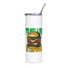 Hamburger Lover Skinny Tumbler White 20 oz