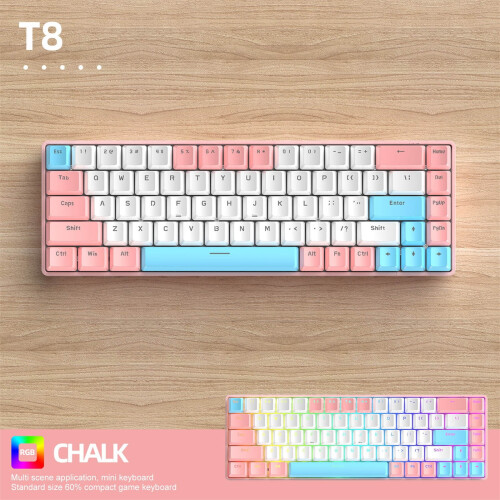Jacenvly mechanical gaming keyboard 68-key RGB blue switch