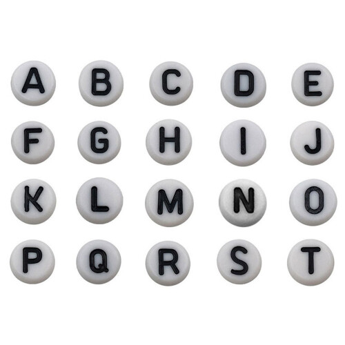 Acrylic Circle Letter Beads 3.5x7mm White 500 pcs 1