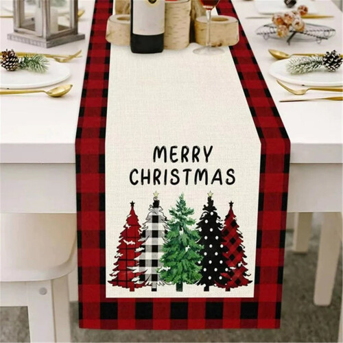 Cotton Linen Table Flag American Grid Design 1 pc 1