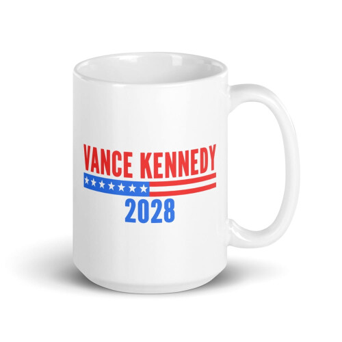 Vance Kennedy2028Λευκή γυαλιστερή κούπα, Vance for President2028Electre (15oz)