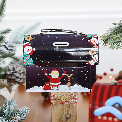 Christmas gift tin box with handle, 1 piece 2
