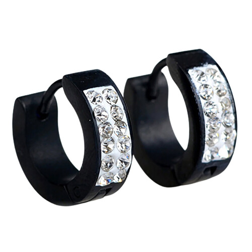 Ear Studs Punk Style Titanium Steel Round 1 Pair