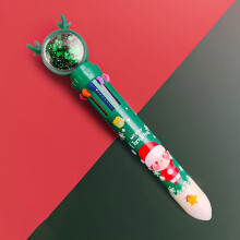 Christmas ballpoint pen push type 10-color multifunction