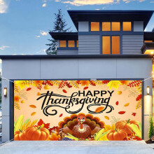 Thanksgiving fabric banner with maple leaf pattern 7 ft