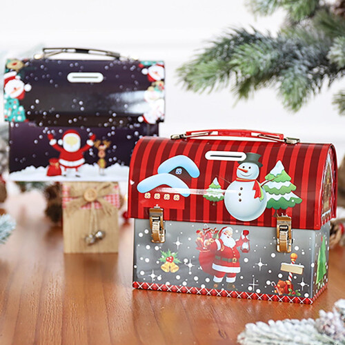 Christmas gift tin box with handle, 1 piece 1