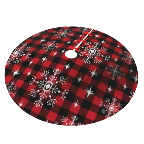 Christmas Tree Skirt Plaid 48 Inch Thick Rustic Decor 1