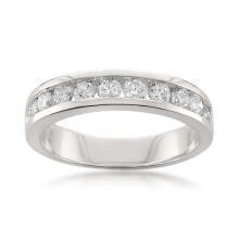1 Karat Gesamtgewicht 11-Stein-Runddiamant Platin-Braut-Ehering