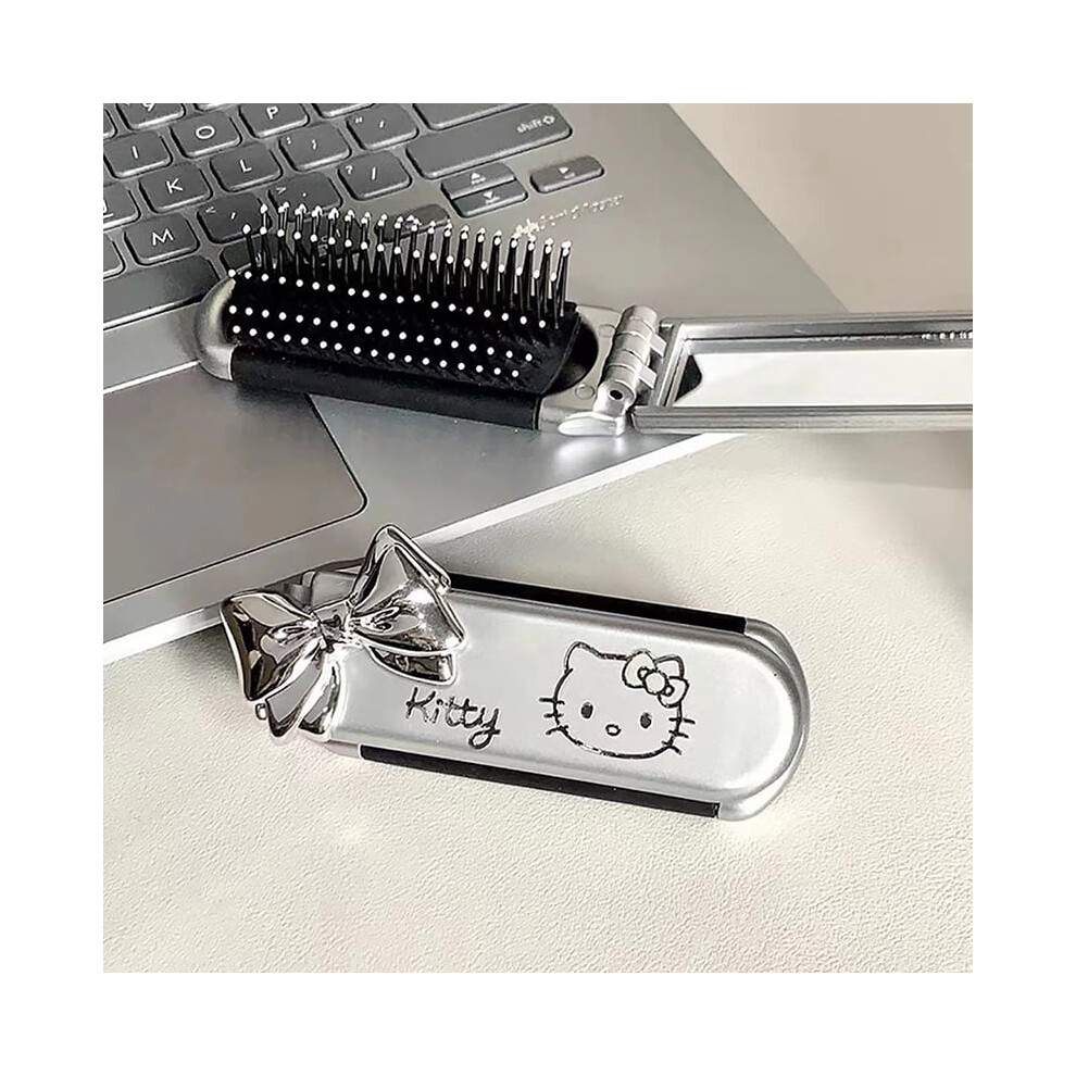 Sanrio folding hair comb with mirror, portable
