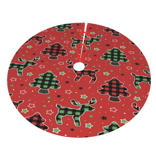 Christmas Tree Skirt Plaid 36 Inch Thick Rustic Holiday 2