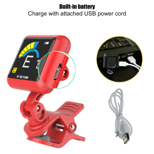 Guitar Tuner Clip-On Rechargeable with LCD Display 1 Pack 2