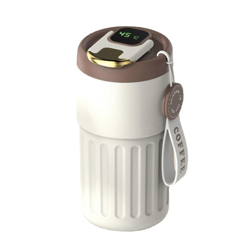 (white) LED Temperature Display Coffee Mug Stainless Steel