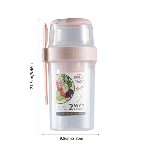 Salad Shaker Cup with Lid and Fork 1 pc 2