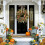 Autumn Teardrop Wreath with Pumpkins Berries and Maple 3