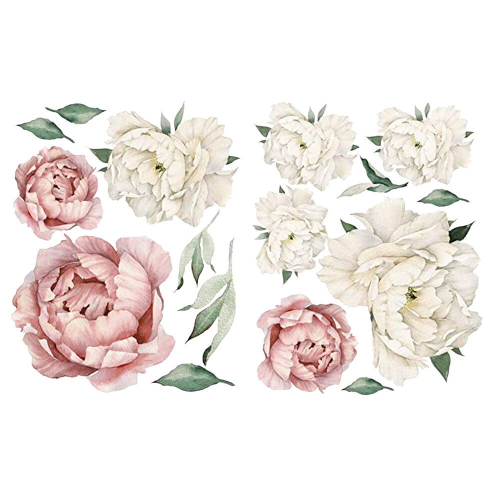 Pink Peony Wall Sticker Vintage Watercolor Design 946140863986