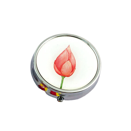 Pink Pill Box with Cover 3 Compartments Moisture-proof 1