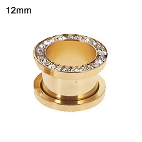 Stainless Steel Rhinestone Ear Plug 1 Pc