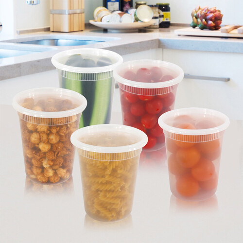 Disposable Plastic Soup Containers with Lids US Made 50 Pcs 2