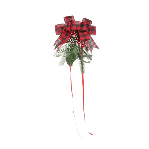 Artificial Pine Garland with Red Bow 6 Feet